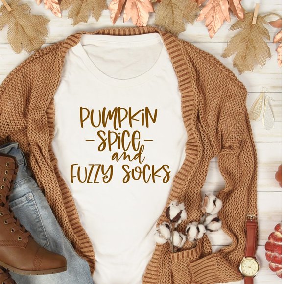 Pumpkin Spice  And Fuzzy Socks Softstyle® Fitted T-Shirt - Picture 1 of 3